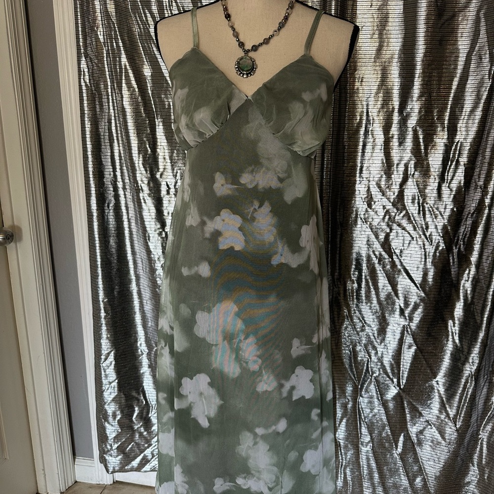 Elegant Green and White Dress